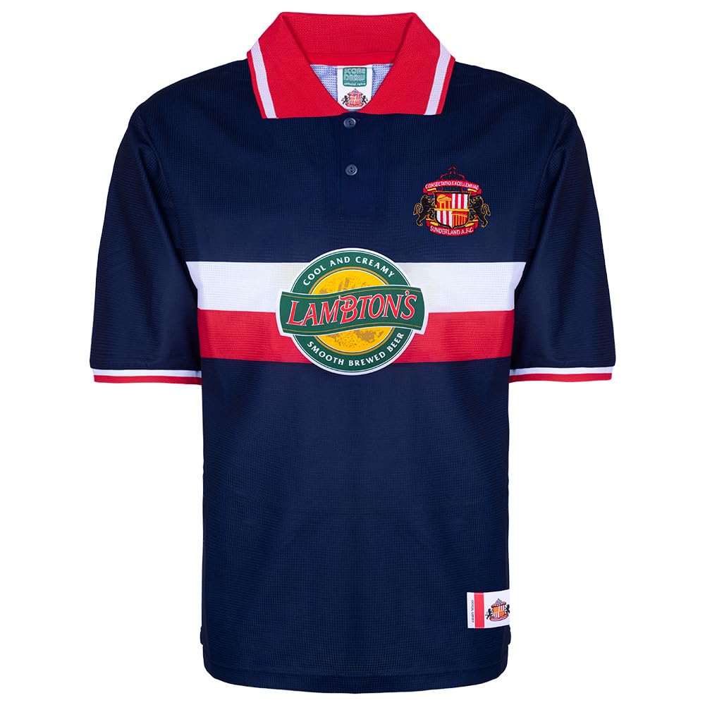 Score Draw Sunderland 1999 Away Retro Football Shirt Navy/Red Medium Polyester