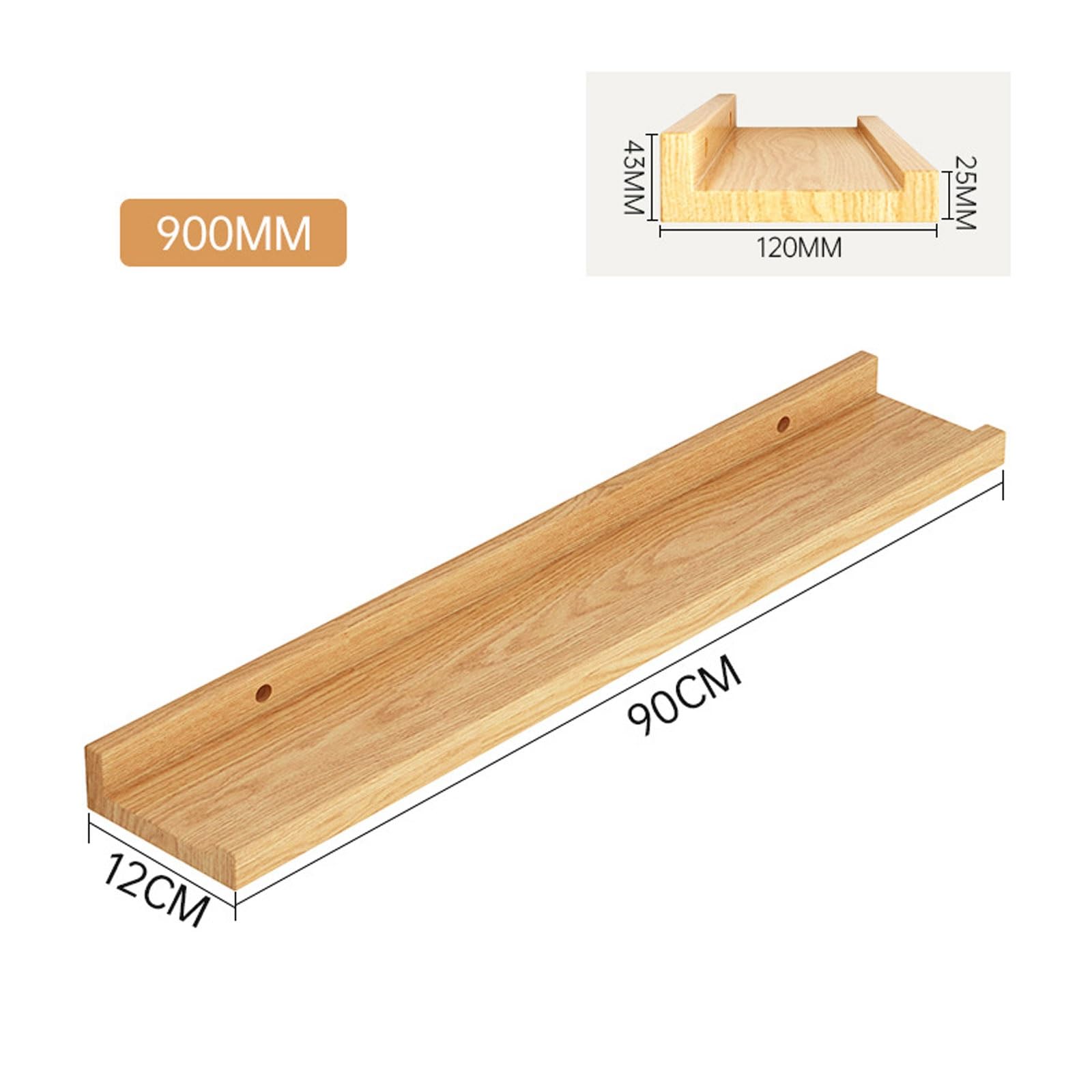 Drewniana półka ścienna 12 cm głęboka pływająca półka dla oszczędzania miejsca dostępna w rozmiarach 30/60/90 cm idealna do sypialni biura salonu uchwyt ścienny (rozmiar: 90 * 12 cm)