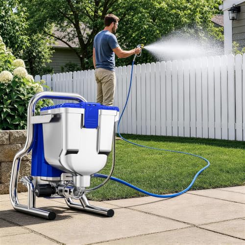 Image of Airless Paint Sprayer, 1400W High Efficiency Electric Paint Sprayer, 3300PSI Cart Thinning-Free Airless Sprayer with Extension Rod and Wheels, for Home, Yard, Garden, Commercial Use，Blue