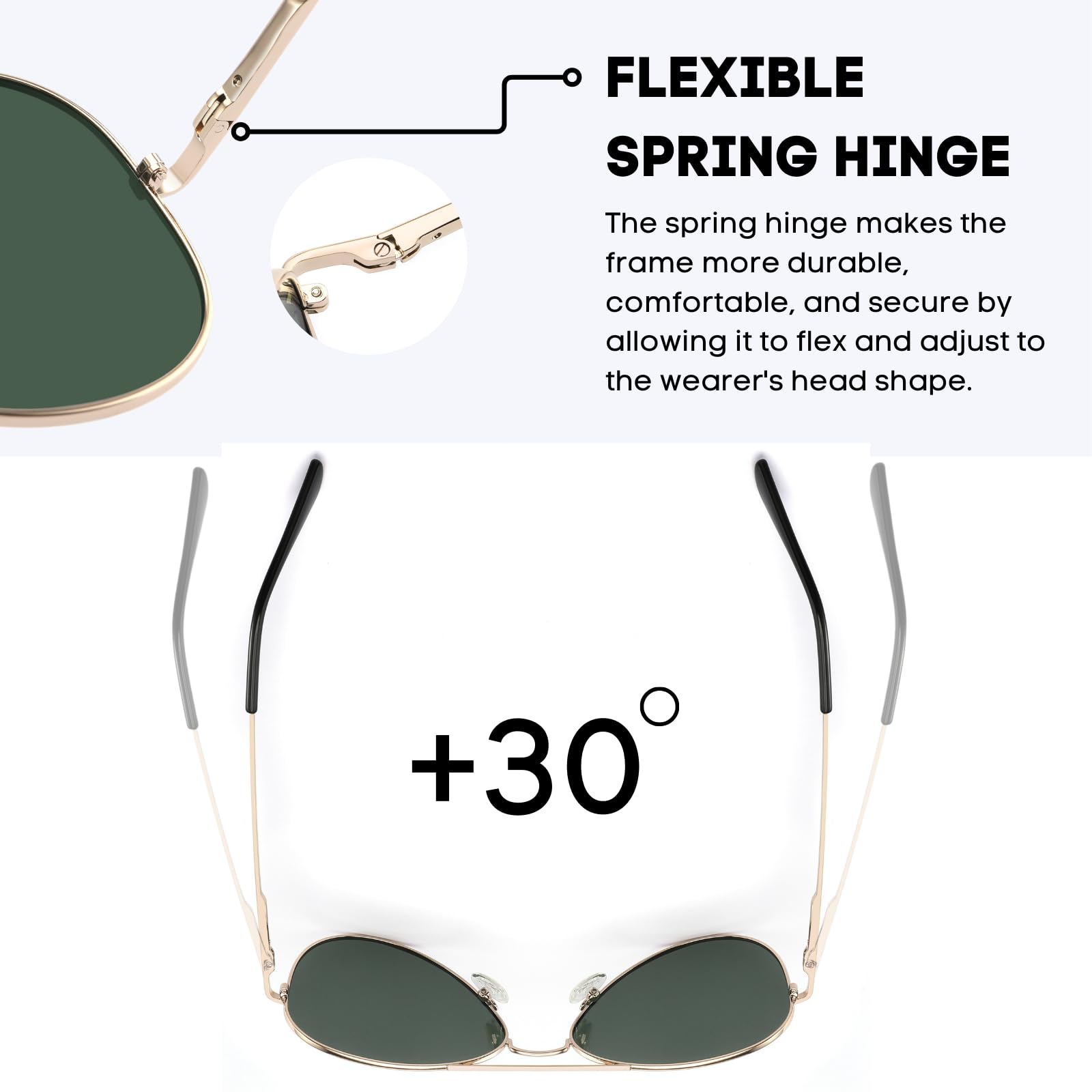 Gafas de sol de aviador polarizadas clásicas extragrandes de tamaño XXL, de 150 mm, para hombres de cabeza ancha y grandes, ultraligeras, UV400