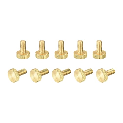 Miniatura 26 de uxcell Tornillos moleteados para pulgar, pernos planos de latón M6x10mm, perillas de agarre para PC, electrónico, mecánico, 5
