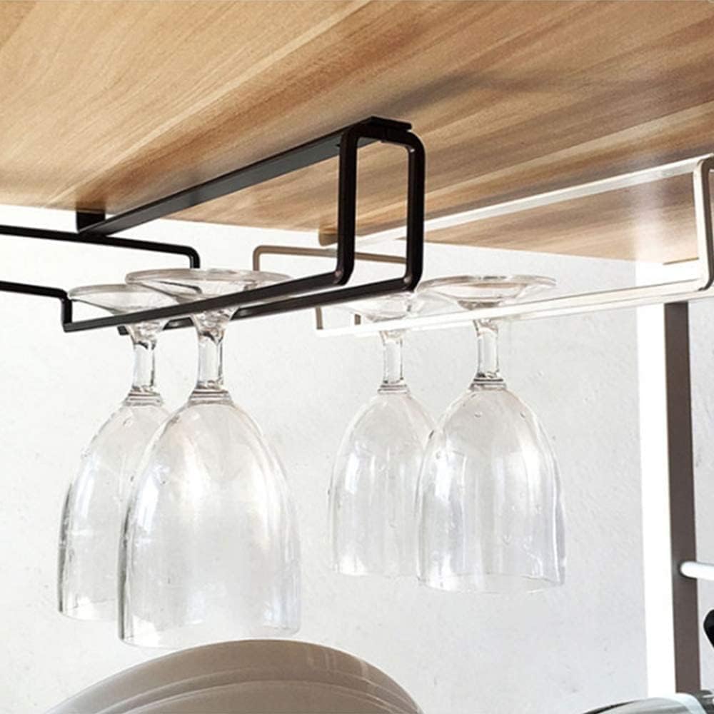 3 Pezzi Porta Bicchieri Sospesi, Wine Glass Rack Supporto Per Bicchieri A Calice Portabicchieri Sospeso Porta Calici Sottopensile per Calici Senza Foratura, Bar Ristorante Cucina, Bianco