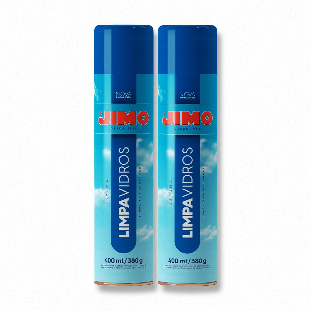 Kit 2 Limpa Vidros JIMO Aerossol 400ml - Espuma que Não Escorre para Carros, Janelas,