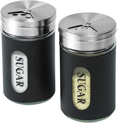 Miniatura 11 de Espolvoreador de Azúcar de Acero Inoxidable y Vidrio con Agujeros de Vertido Ajustables Espolvoreador de Canela Para Barra de Café, juego de 2
