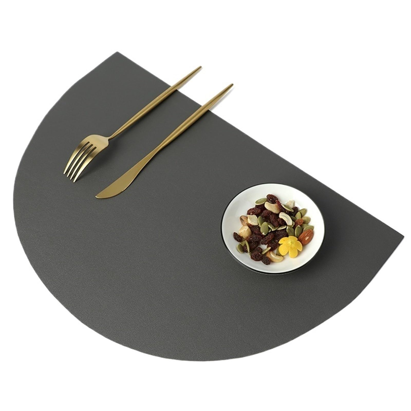 Set de table en similicuir gris foncé demi-cercle imperméable