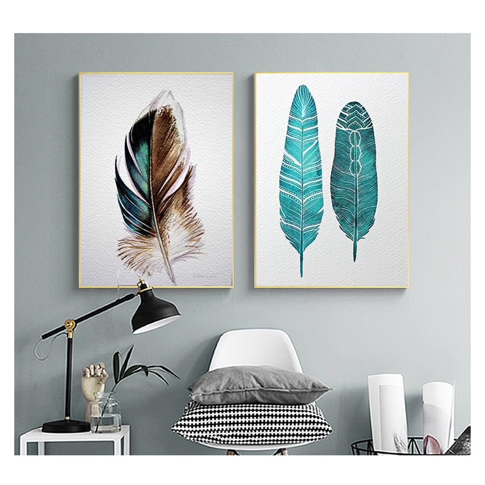 Wuhbcz Multicolored Art Decor,Canvas Painting Posters And Prints Wall Decor Pictures Feather Poster Wall Art For Living Kitchen Bedroom Office Home Room Decoration-30 * 50Cm*2Pcs (No Frame)