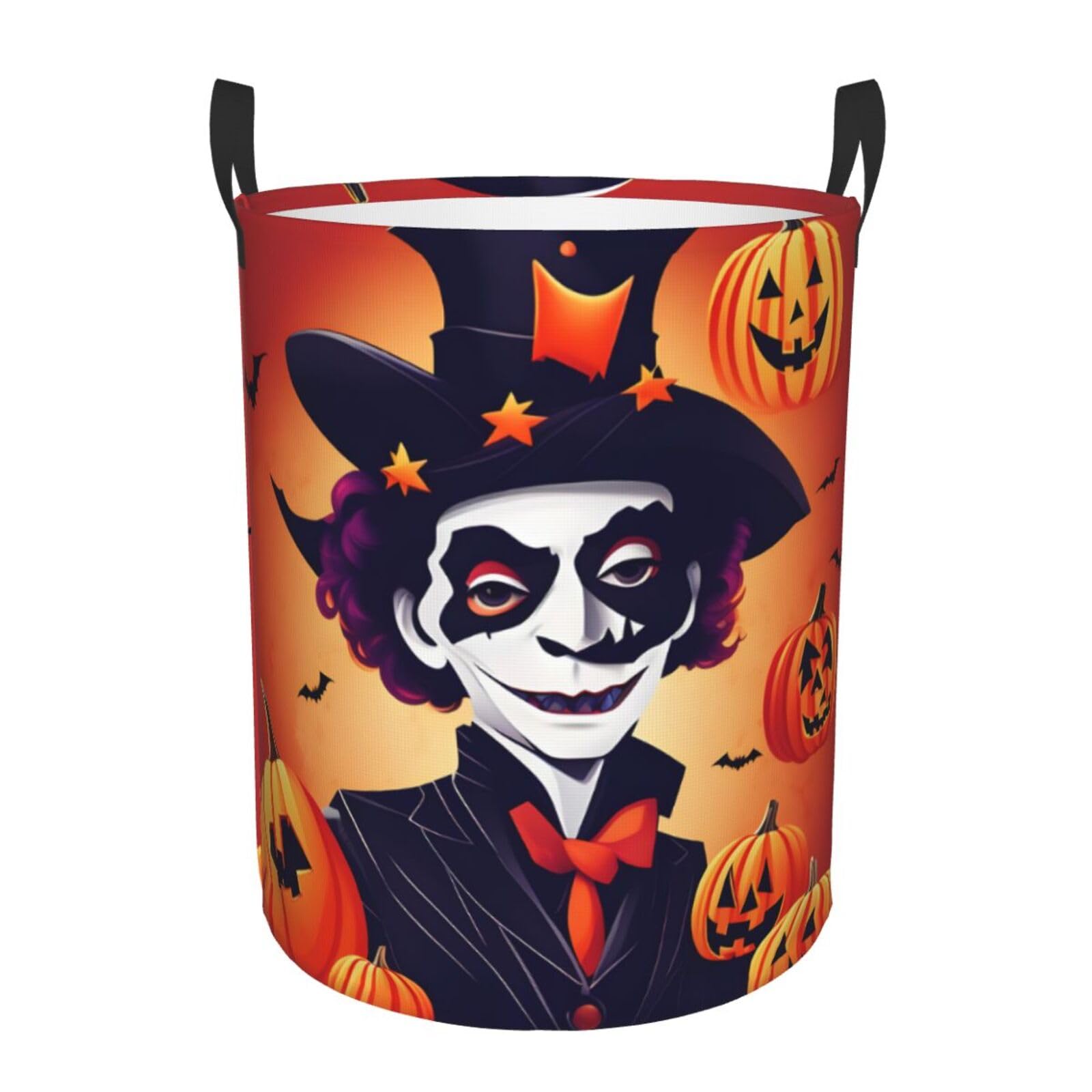 M Collapsible Laundry Hamper Round happy halloween Print Storage