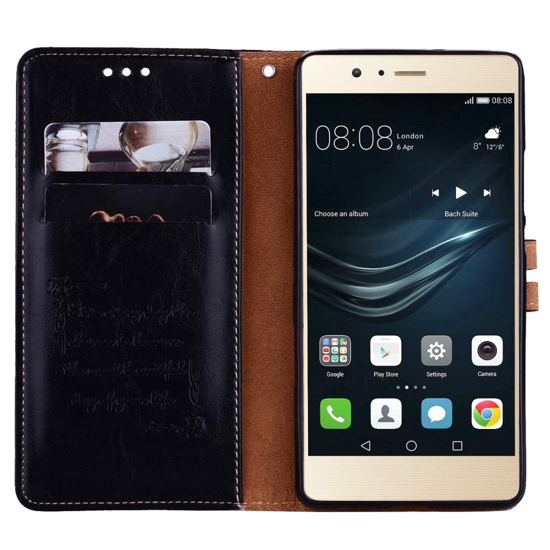 Custodia Flip In Pelle Con Porta Carte E Gel Interno Per Huawei P9 Lite / G9 Lite (VNS-L23, VNS-L21, VNS-L31) - Rosa