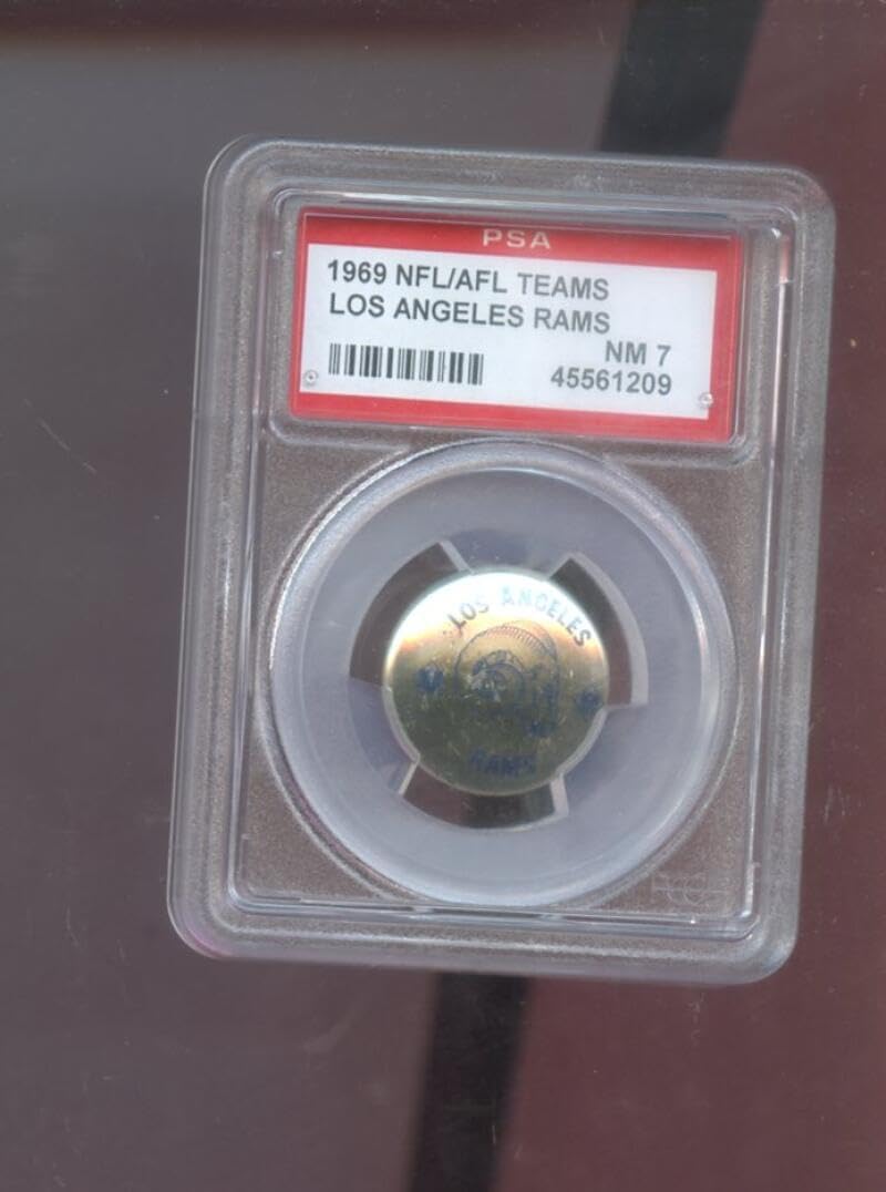 1969 NFL/AFL Teams Pin Pinback Button Los Angeles Rams PSA 7 Graded Football Card