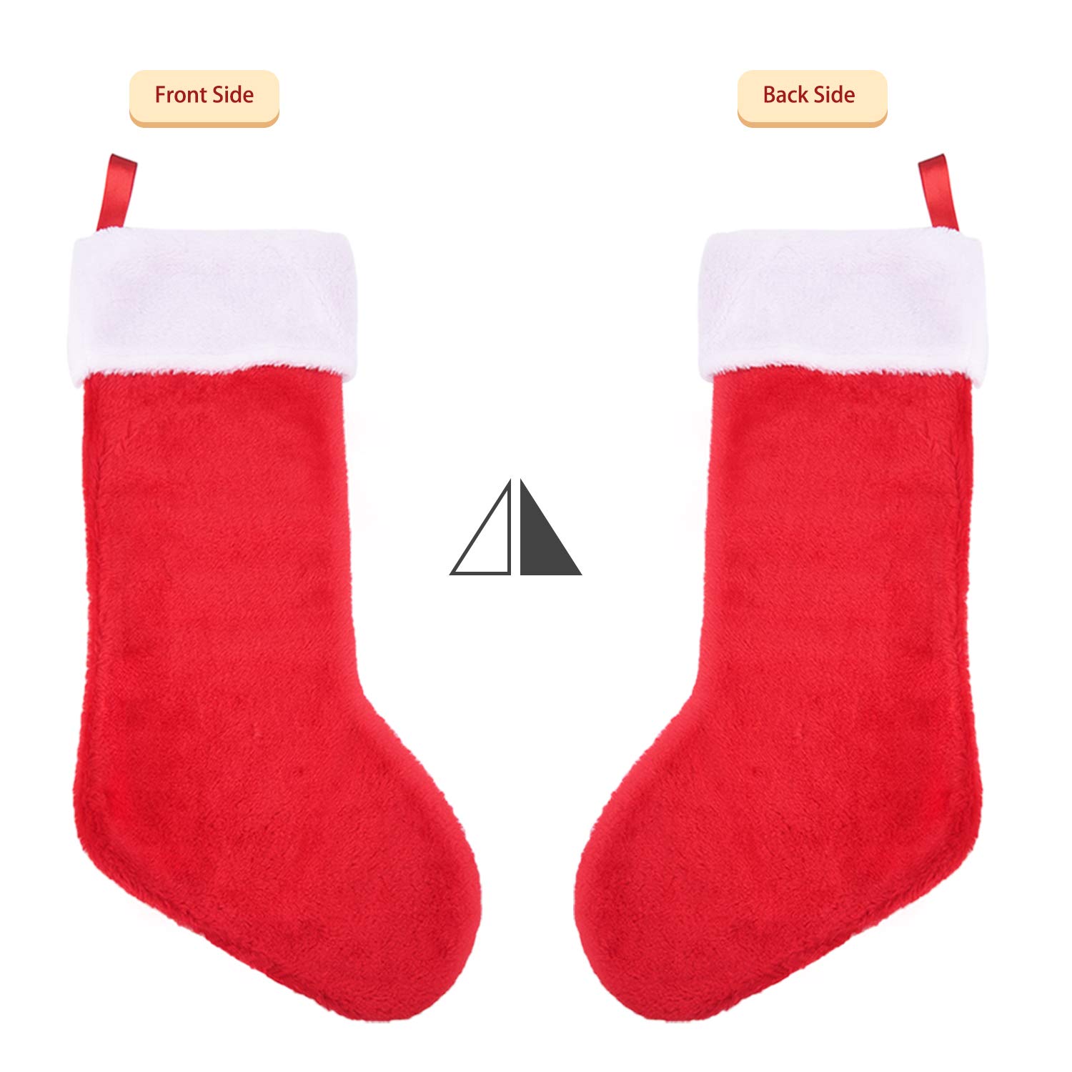Weihnachtsstrümpfe, rot und weiß, Plüsch, Kamin, hängende Samtstrümpfe für Weihnachtsdekoration, 50,8 cm