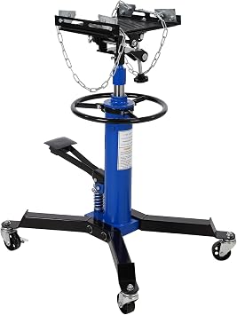 Transmission Jack - 1100lbs 1/2 Ton 2 Stage Adjustable Hydraulic High Lift, Telescopic with Foot Pedal, 33.5"-69" Lift, 360 Wheel, Blue for Garage/Shop