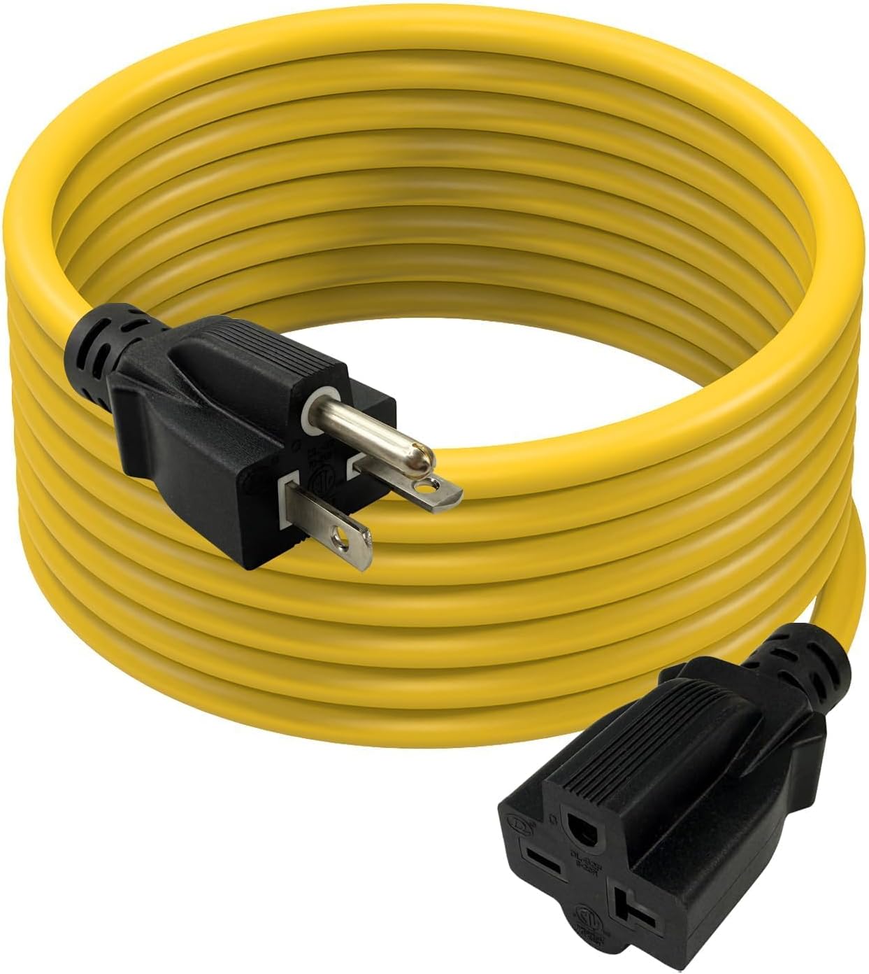 EP 50 Ft 12 Gauge Outdoor Extension Cord, Heavy Duty NEMA 6-20P/NEMA 6-20R Power Cord, 20A 250V 12/3 SJTW Cable for Lawn, Garden, Appliance, Yellow