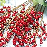 WangLaap 12 Pcs Artificial Red Berries Stems 13.5" Waterproof Berry Branches for Home Holiday Wedding DIY Crafts Décor - Image 7