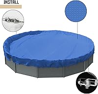 Vista 4 de TANG Cubiertas redondas de 14 pies para piscina de 10 pies para tanque redondo sobre el suelo, cubiertas de piscina de hojas de invierno
