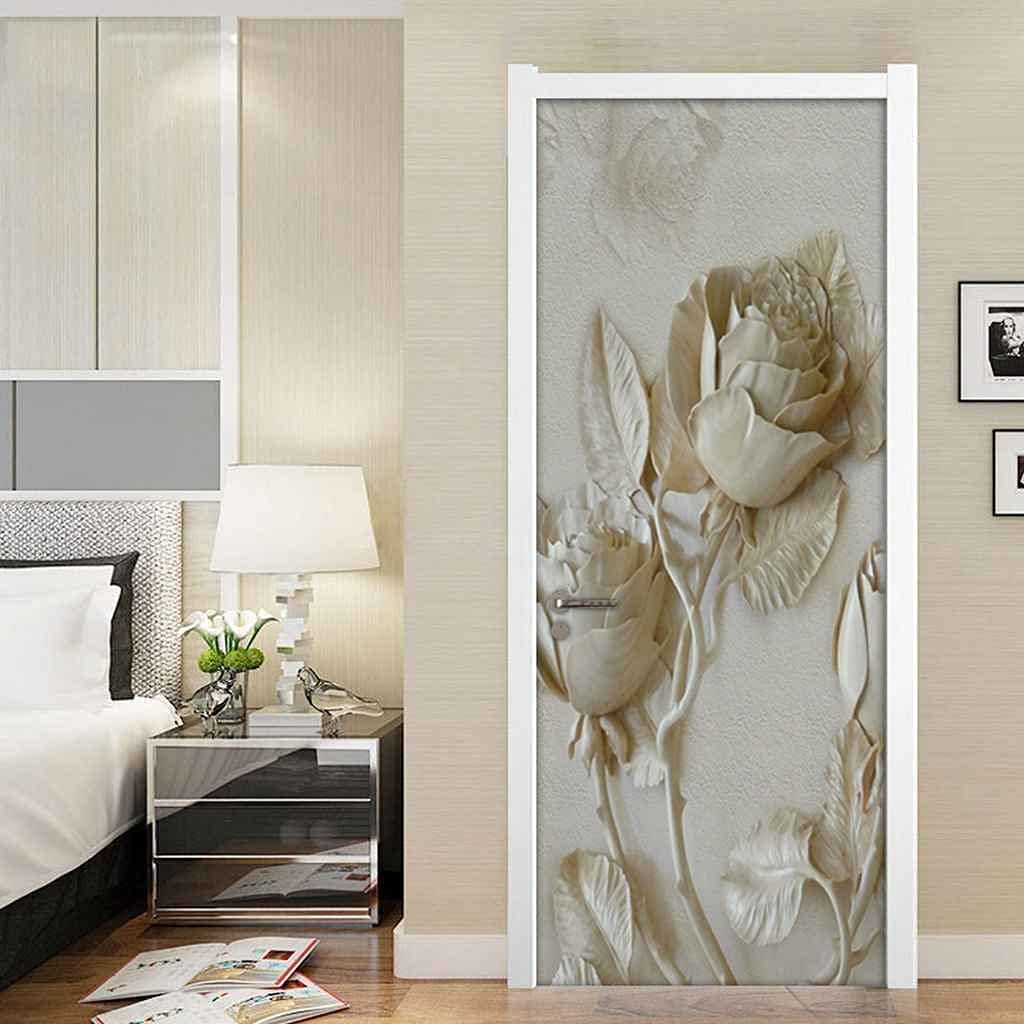 Carta Da Parati Adesiva Per Porte 77x200cm | Effetto 3D Geometrico Grigio | Rimovibile E Impermeabile Per Soggiorno E Cameretta