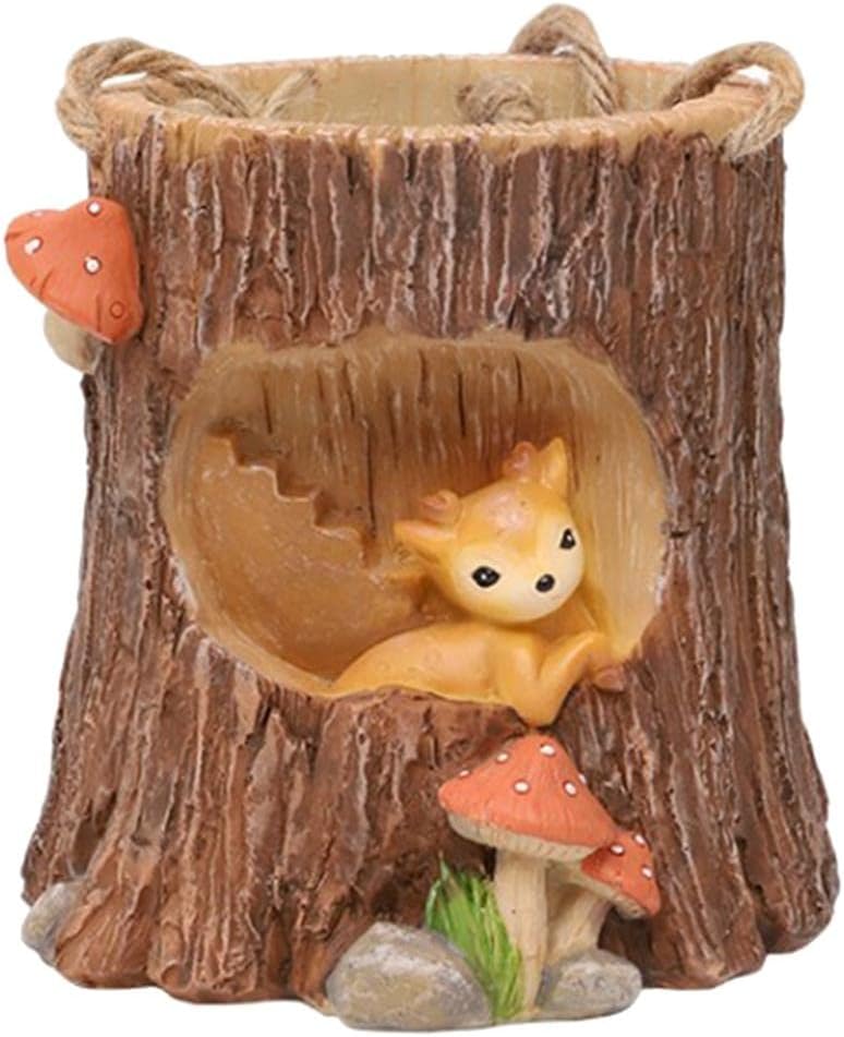 Lovely Cartoon Animal Succulent Flower Pot Set, Resin Bonsai Pots with Drainage Hole, Perfect for Home Decoration, Unique Gift Idea, 4 Pack - Fawn