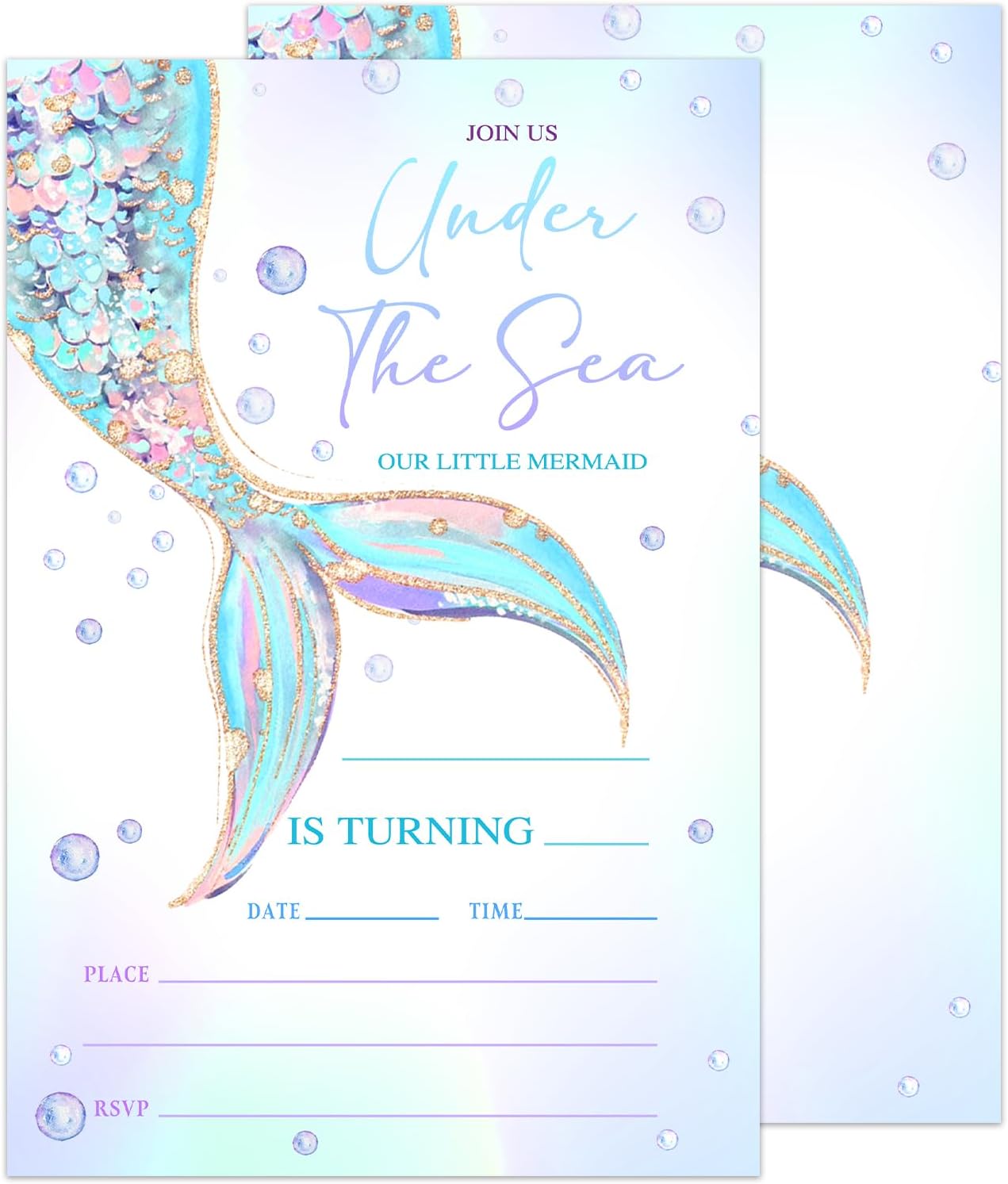 Castle 4th Birthday Invitation Cards, Princess Party Invitations for Girls Kids Party Favors Supplies Decorations, 20 Fill-in Birthday Invitations with Envelopes -008