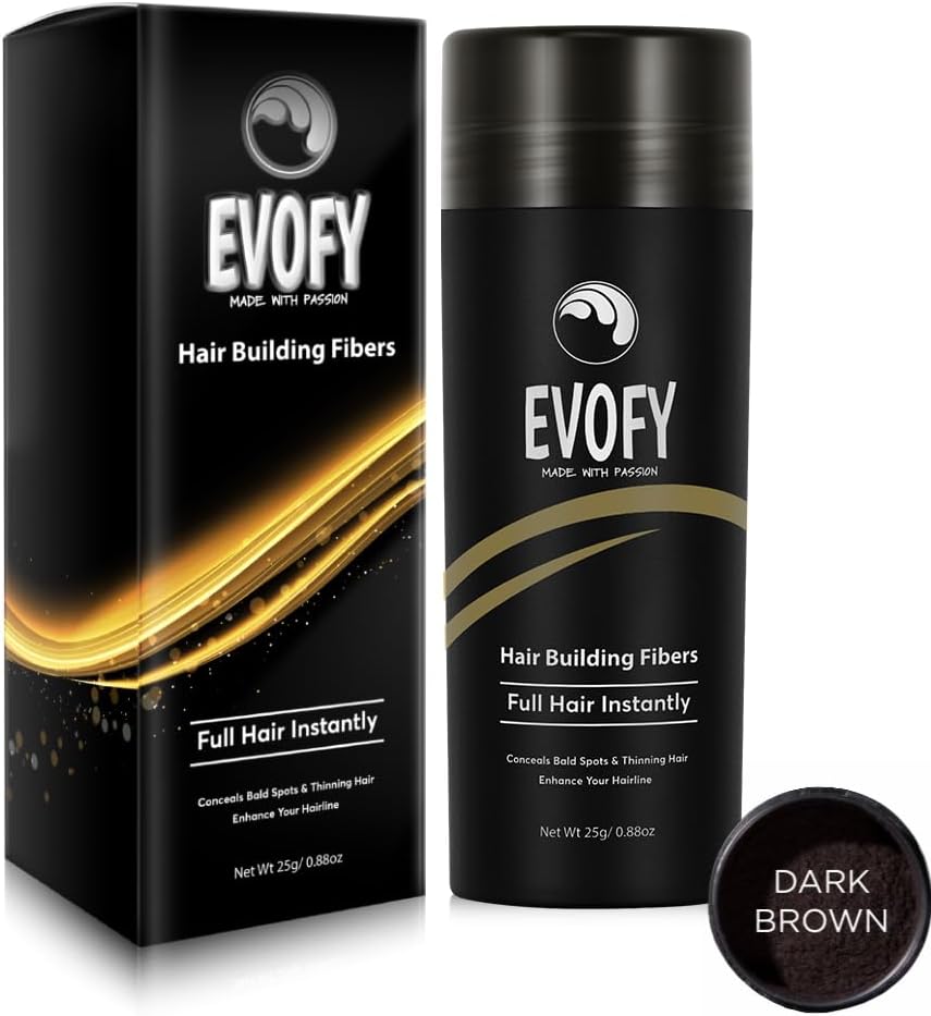 Hair Fiber, Hair Fibers for Thinning Hair & Bald spots, Hair Building Fibers, Natural and Undetectable, Instantly Thicker Fuller Hair in 30 Sec, Hair Powder for Women & Men (Dark Brown) 25g