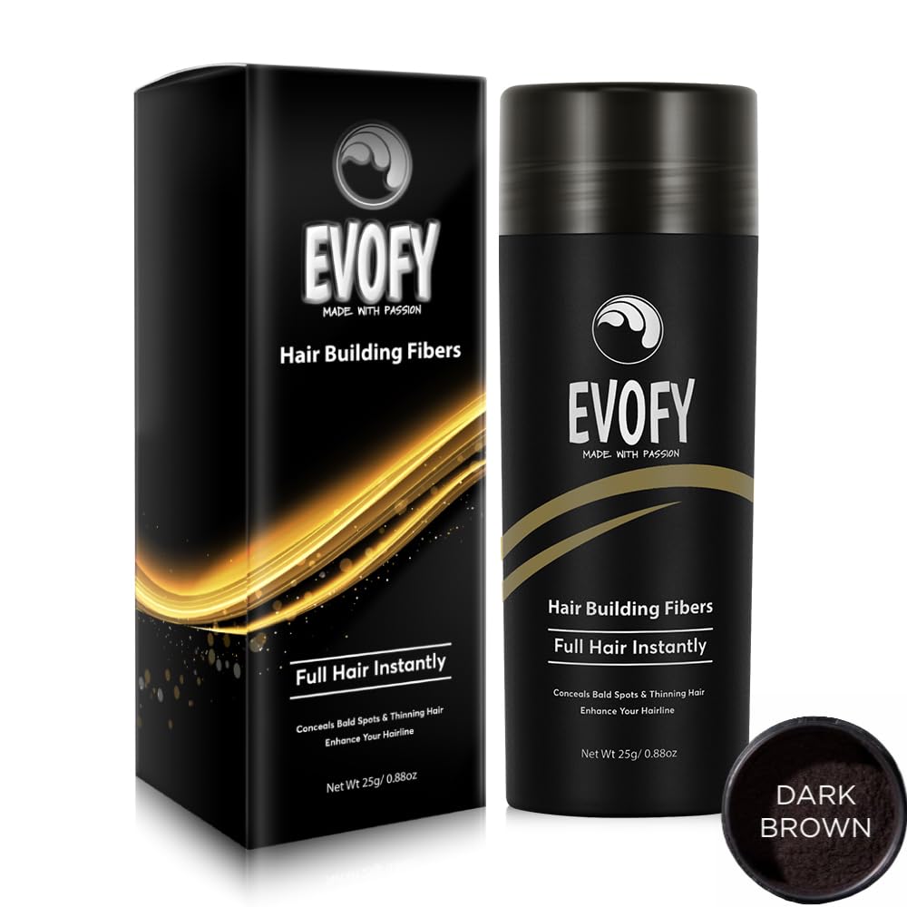 Hair Fiber, Hair Fibers for Thinning Hair & Bald spots, Hair Building Fibers, Natural and Undetectable, Instantly Thicker Fuller Hair in 30 Sec, Hair Powder for Women & Men (Dark Brown) 25g
