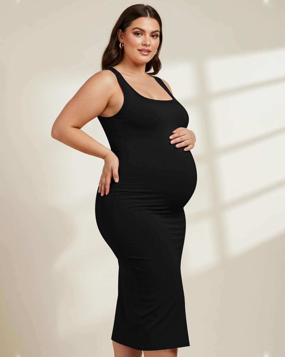 Womens Plus Size Summer Tank Dress Long Ribbed Square Neck Sleeveless Bodycon Sun Dress 2025 - Image 3