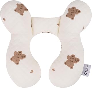 vocheer Baby Neck Pillow(Upgraded), Cotton, Baby Support Pillow, Car Seat Pillows for Newborn, Carseat Head and Body Support, Infant Travel Pillows for Prams, Pushchair, Stroller, Bouncer, Bears