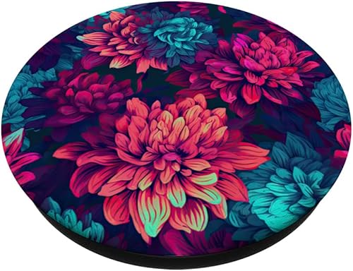 Miniatura 2 de Synthwave Dalias PopSockets PopGrip intercambiable