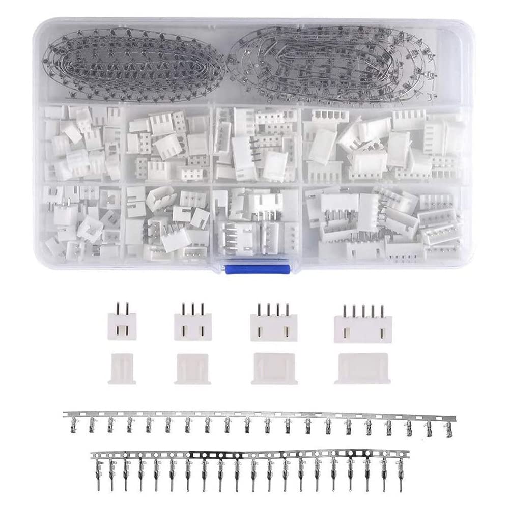 Bestgle560pcs JST Connector Kit 2.54mm JST-XHP 2/3/4/5 Pin Housing and Male Female Pin Head Connector Adapter Plug Kit