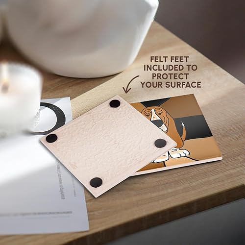 Miniatura 4 de 3dRose cst_195224_3 - Juego de 4 posavasos divertidos de cerámica con diseño de perro Basset Hound