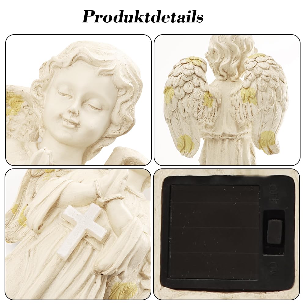 Solarna dekoracja ogrodowa anioł figurki ogrodowe, solarna statuetka ogrodowa anioła, figurka anioła stróża LED, wodoodporne rzeźby aniołów Fairy statuetki ogrodowe światło rzeźby anioła na jesienną