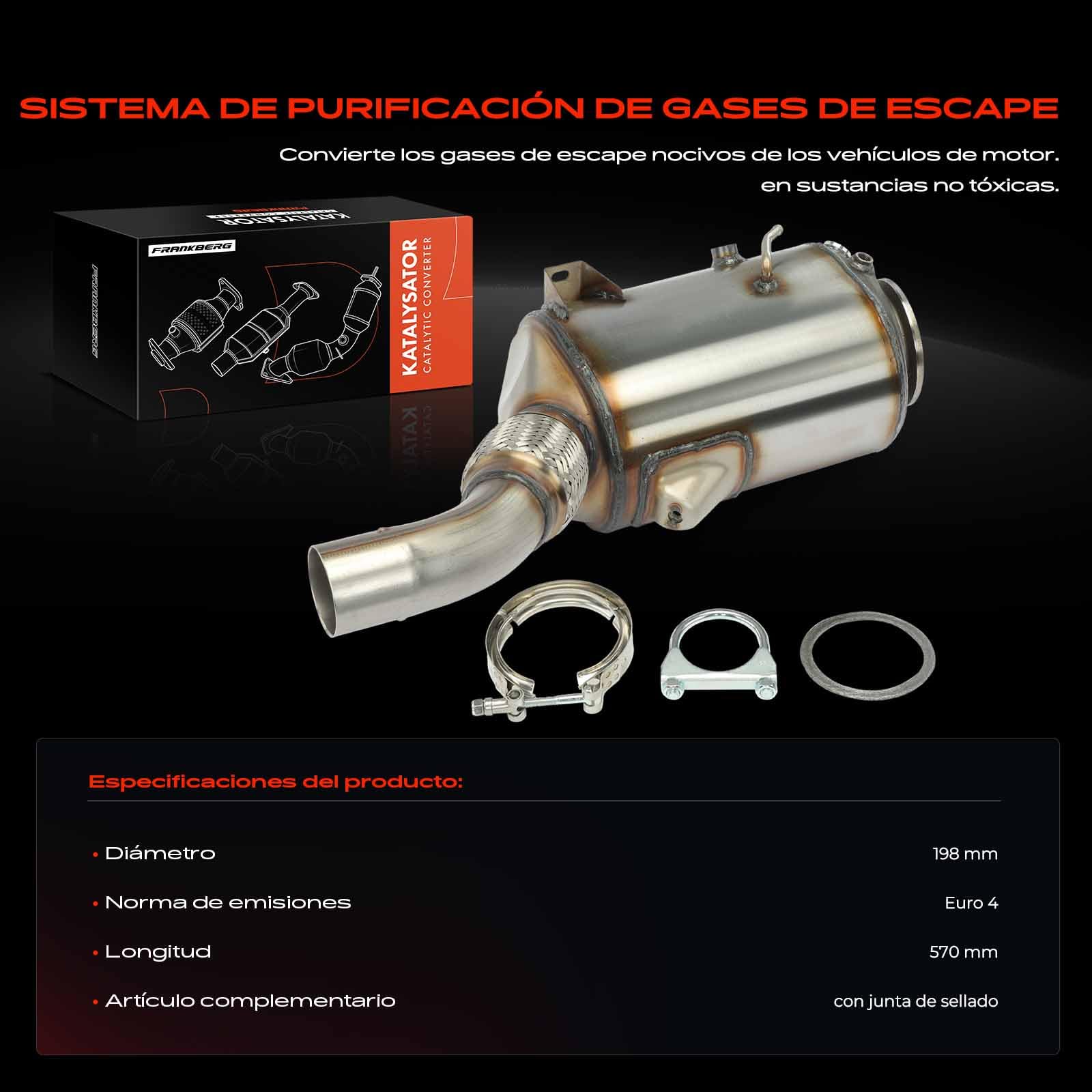 Frankberg Filtro de partículas diésel (DPF) 18307806413 | Compatible con: X3 E83, Serie 5 E60, Serie 3 Coupé E92, Serie 3 Touring E91, Serie 3 E90, Serie 5 Touring E61