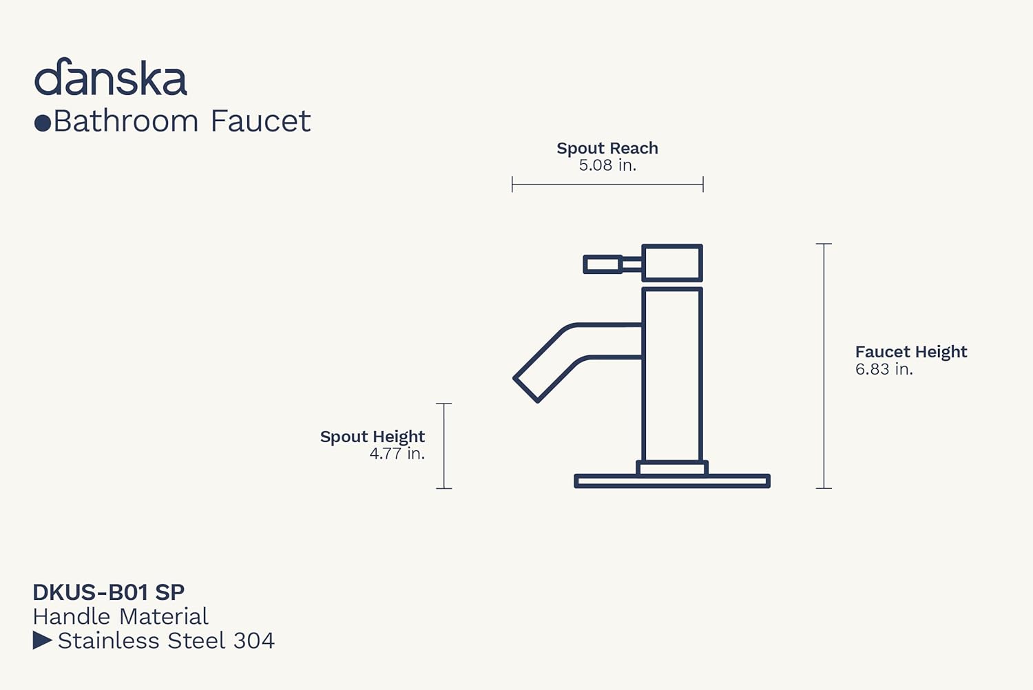 Danska Bathroom Faucet - Single-Lever Danish Design | Satin Polished | Reliable Brass & Stainless Steel Build | Great Water Flow at 1.5gpm | Easy & Practical Installation | Ceramic Cartdrige