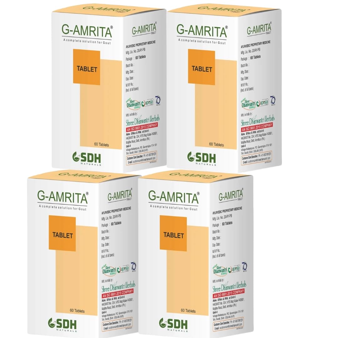 SDH Naturals G Amrita Tablets - Helps in Gout, Joint Pain Relief by Healthy Uric Acid Level, Helps Reduce Swelling and Pain, Natural Supplement for Joint care, Ayurvedic (Pack of 4-240 Tablets) (B0CJRX8FJD) Amazon Price History, Amazon Price Tracker