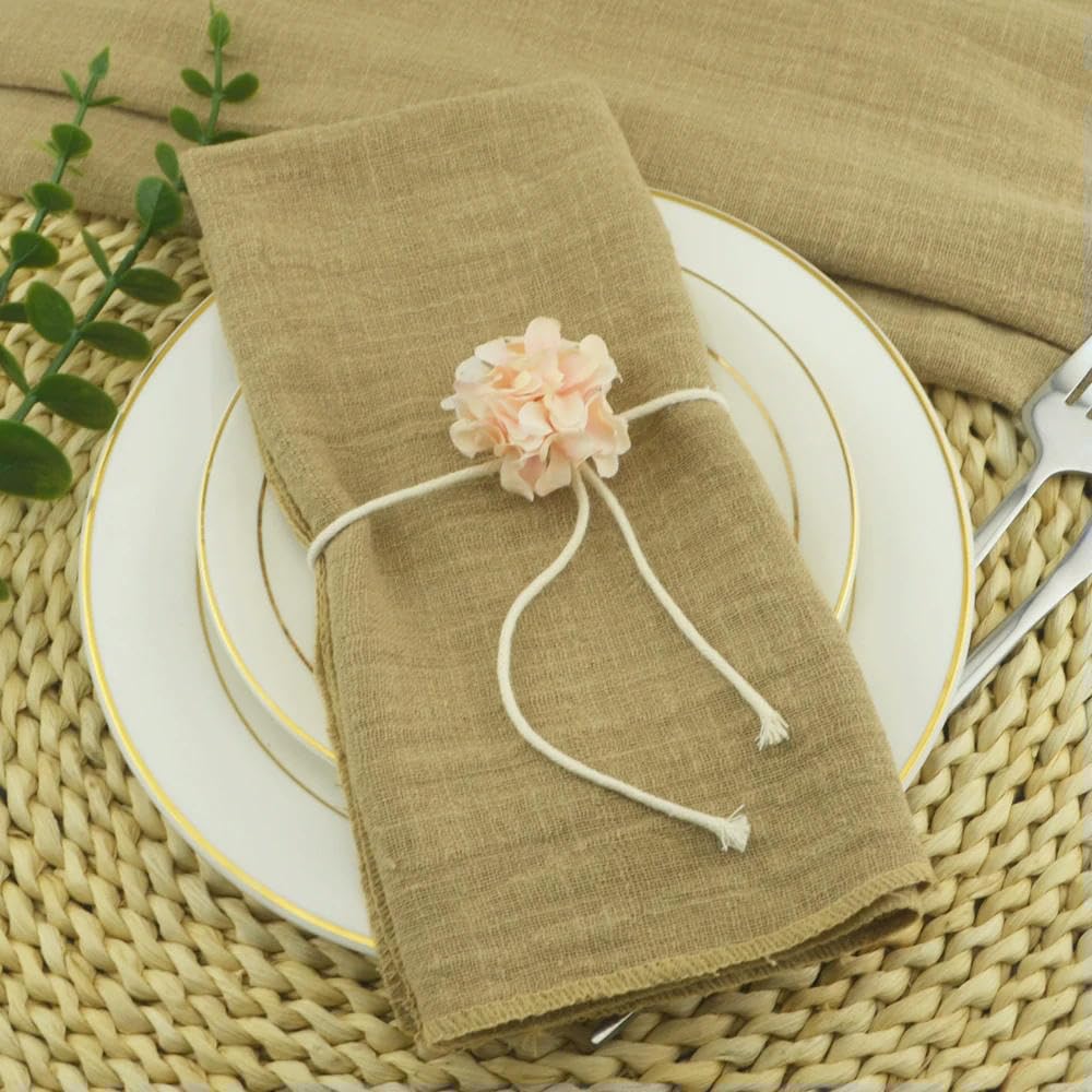 Weiche Gaze-Baumwoll-Tücher, Packung mit 24 Servietten aus 99% Baumwolle, 30 x 30 cm, Mehrfarbig(Beige)
