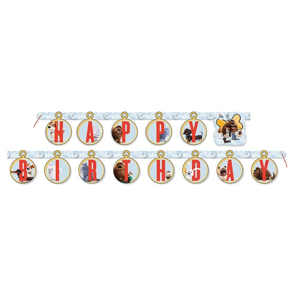 The Secret Life Of Pets Happy Birthday Banner - 6 Feet Long, Colorful Party Decor