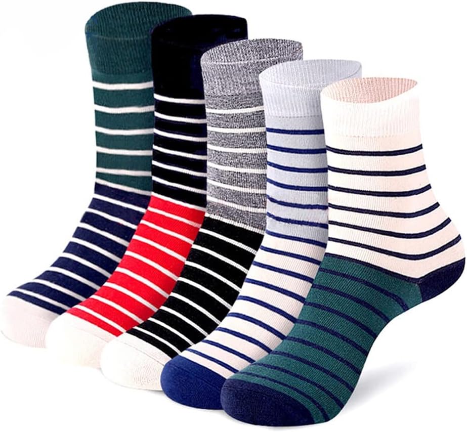HBJWOV Men's Translucent Striped Cotton Socks Breathable Men's Size Sports Socks