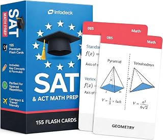 SAT Math Flash Cards Set (2026–2027) │ 155 Key Concepts & Formulas to Help You Prep and Achieve Higher Score on SAT & ACT Exam │ Premium Edition Set by Infodeck