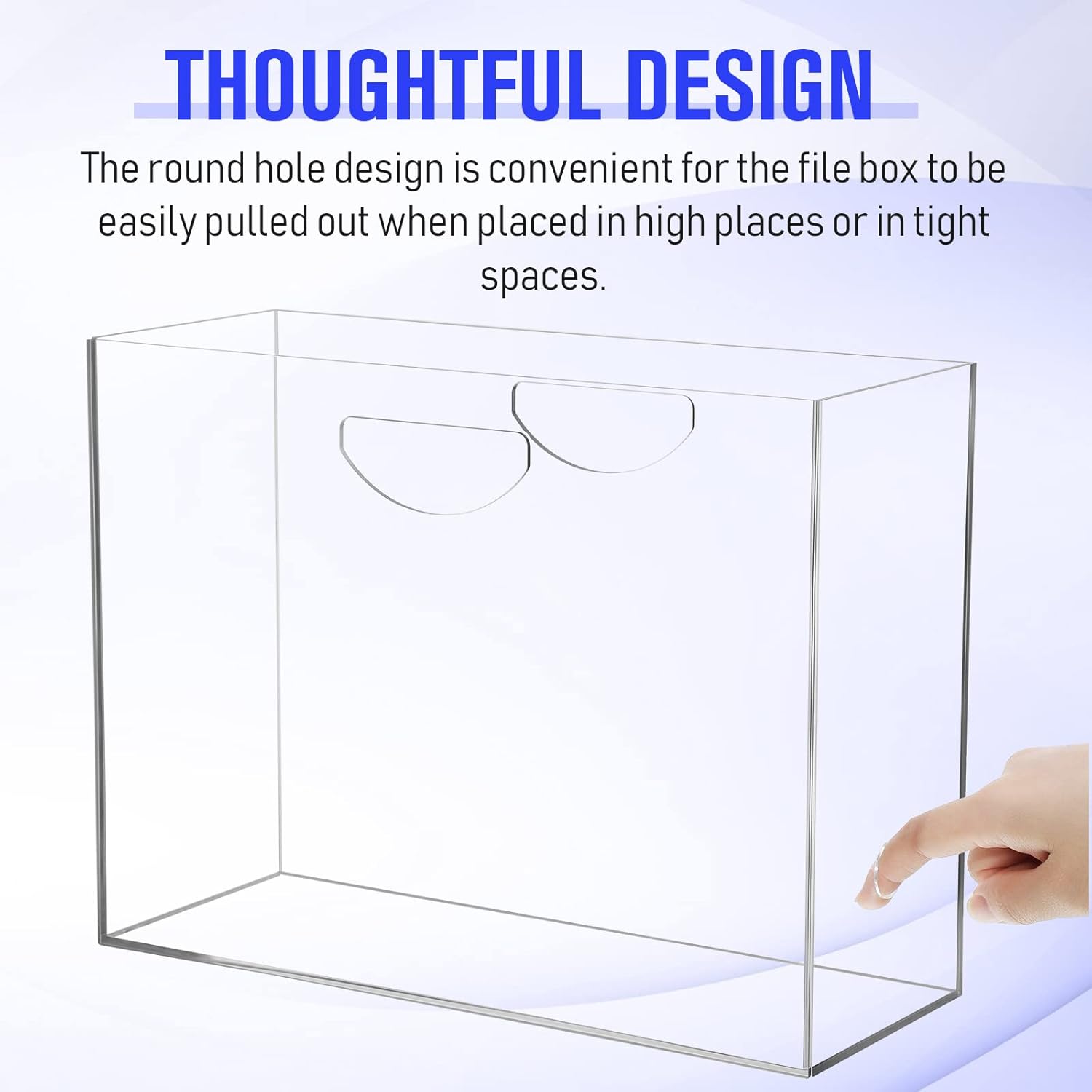 2パック スリム アクリル ファイルボックス ハンドル付き クリアファイルボス オーガナイザー アル デスクトップ 自宅 仕事 オフ
