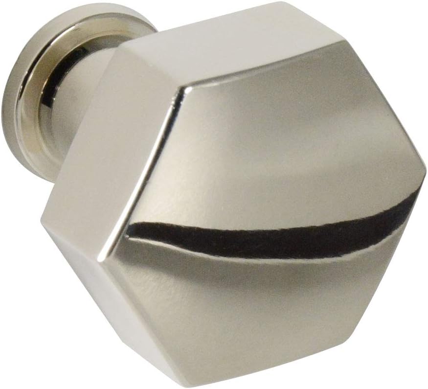#2689 CKP Brand 1-1/8 in. (28.5mm) Windsor Collection Hex Knob, Polished Nickel - 10 Pack