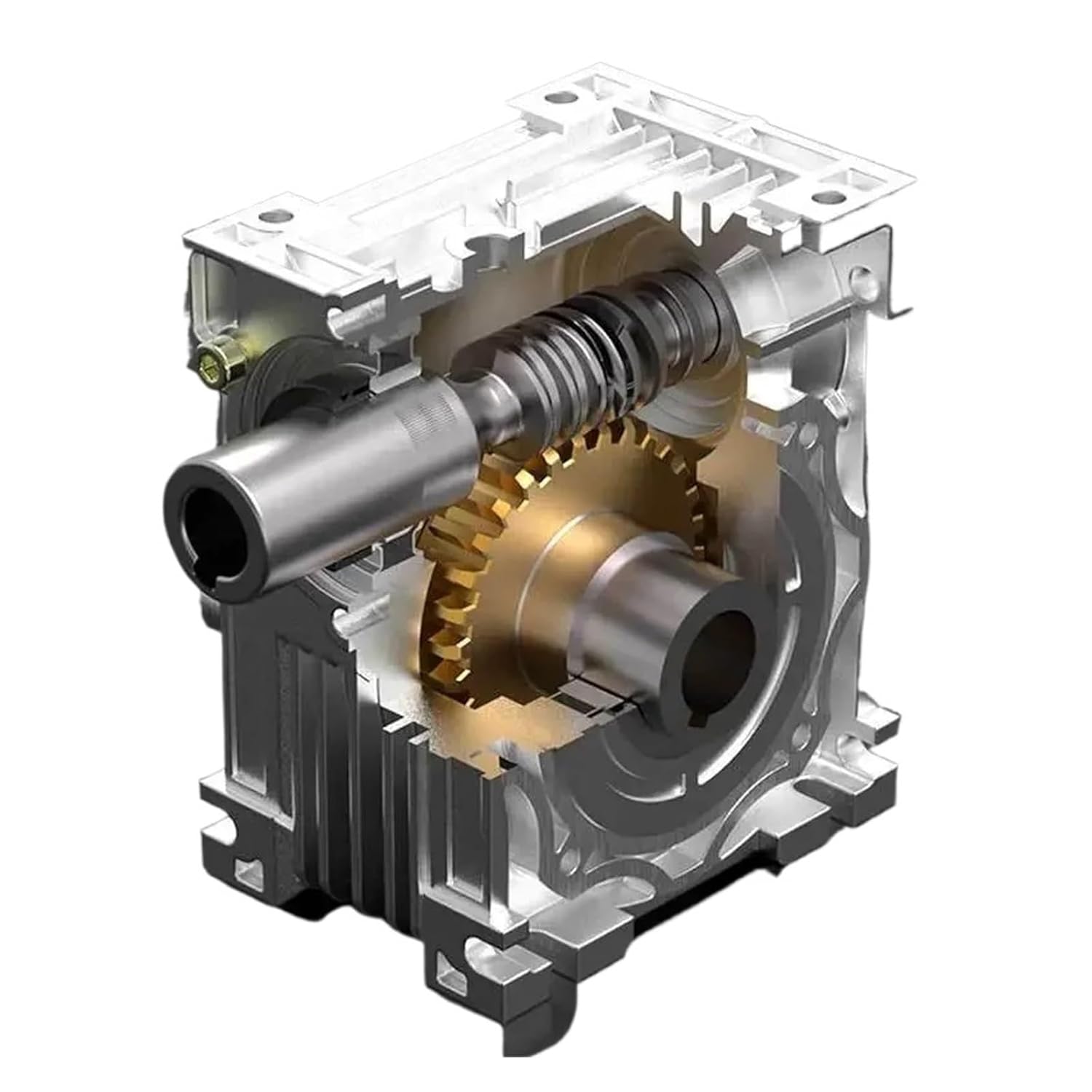 Worm Gear Reducer NMRV030 High Torque Gearbox Reducer Input 11mm Output 14mm Gear Ratio 5:1/80:1 Suitable for Nema23 Motor
