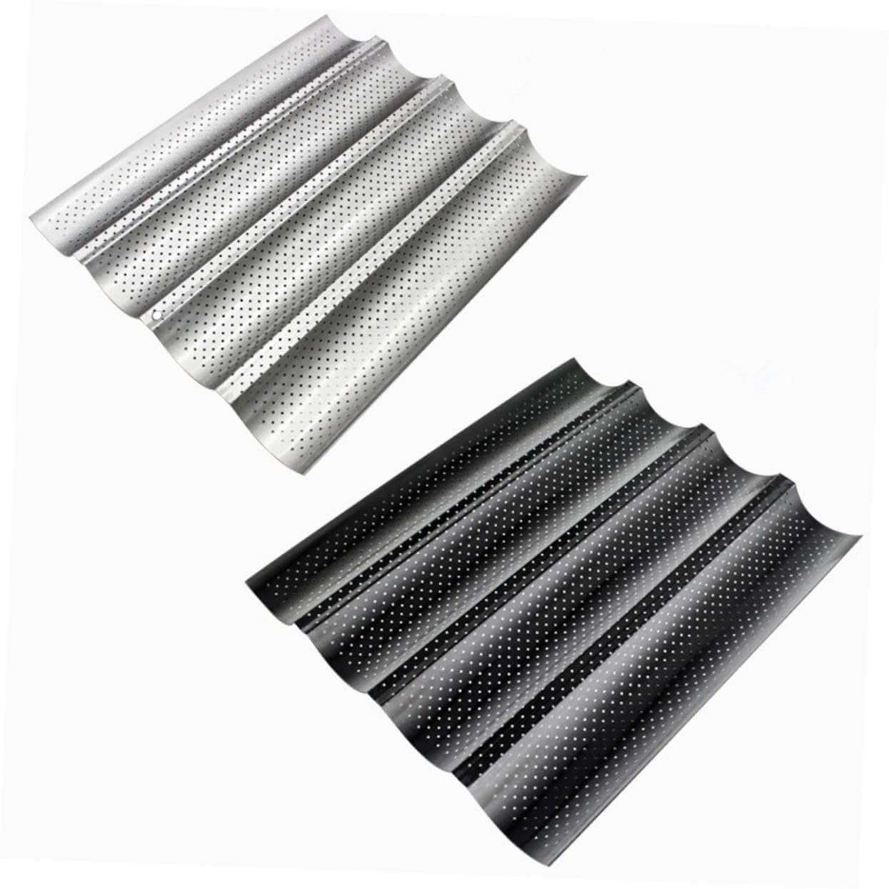 Garneck Non-stick Perforated Wave Loaf Baking Pan for French Breads Silver Mold for Homemade Sourdough Easy to and Demold for Crisp Crusts