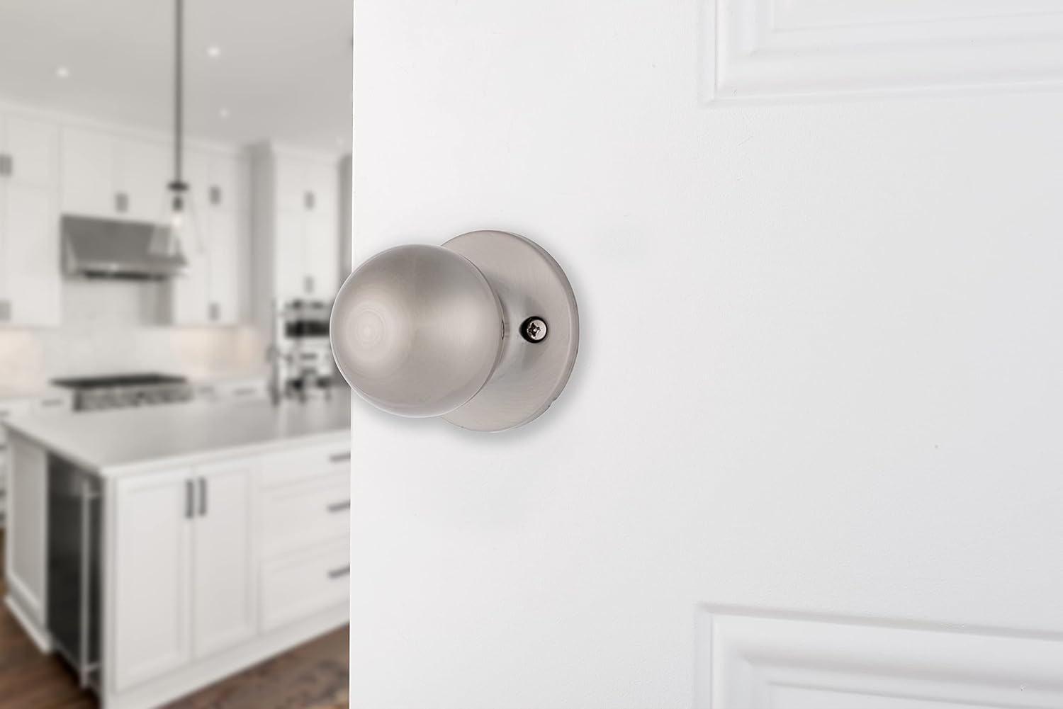 BRINKS Door Knobs Interior, Non-Locking Transitional Ball Door Knobs, Satin Nickel for Traditional and Transitional Décor