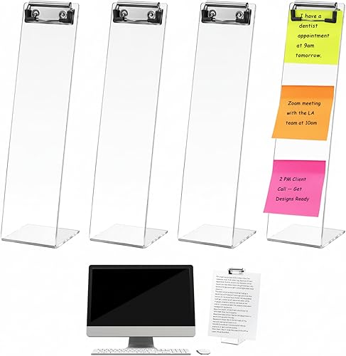 4 tableros de notas para monitor para computadora, recordatorio de mensajes de pantalla multifunción de acrílico, soporte de notas adhesivo