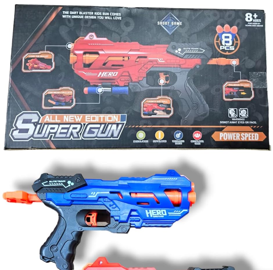 Kidoyz Easy-Shoot Soft Bullet Gun for Little Kids β My First Foam Blaster with 8 Soft Darts | Easy Cocking Toy Gun for 3 4 5 Year Old Boys Girls | Safe Indoor Outdoor Shooting Game (Blue) 4