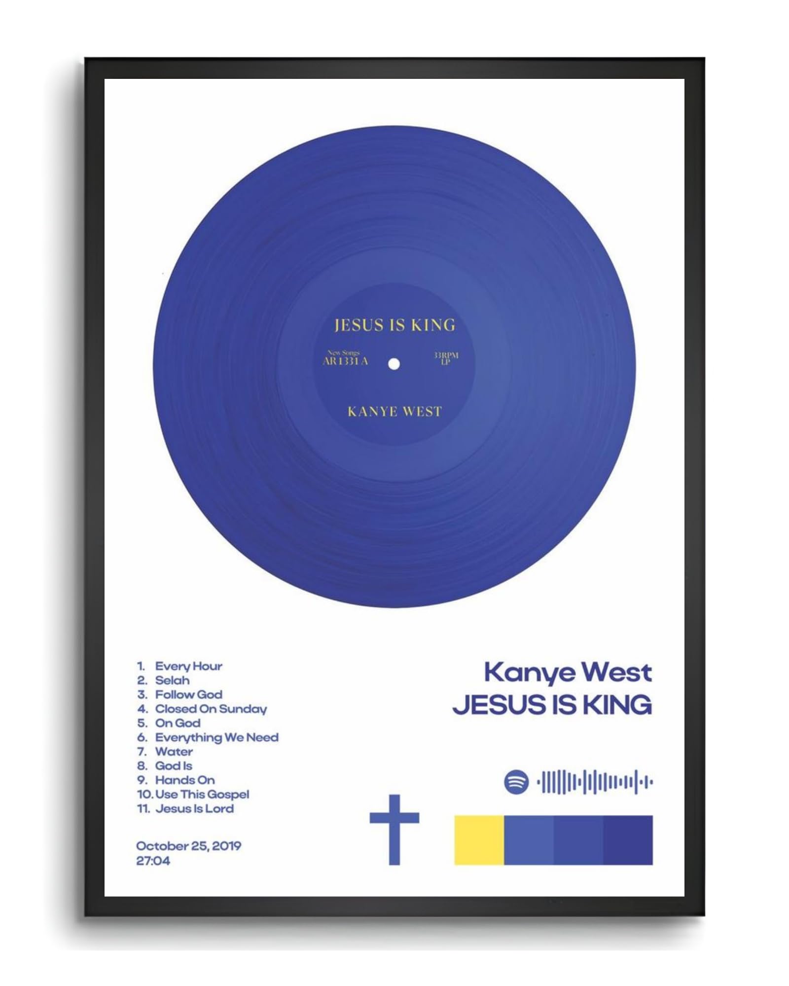 Vyopix Kanye West - Jesus is King Music Album Cover, Wall