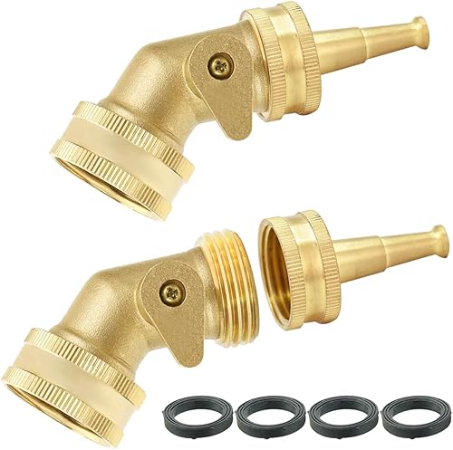 PLG Boquilla de chorro de alta presiĂłn para manguera de jardĂn con kit de válvula de cierre, codo de 45 y agarre cĂłmodo para una limpieza sin PLG Boquilla de chorro de alta presiĂłn para manguera de jardĂn con kit de válvula de cierre, codo de 45 y agarre cĂłmodo para una limpieza sin