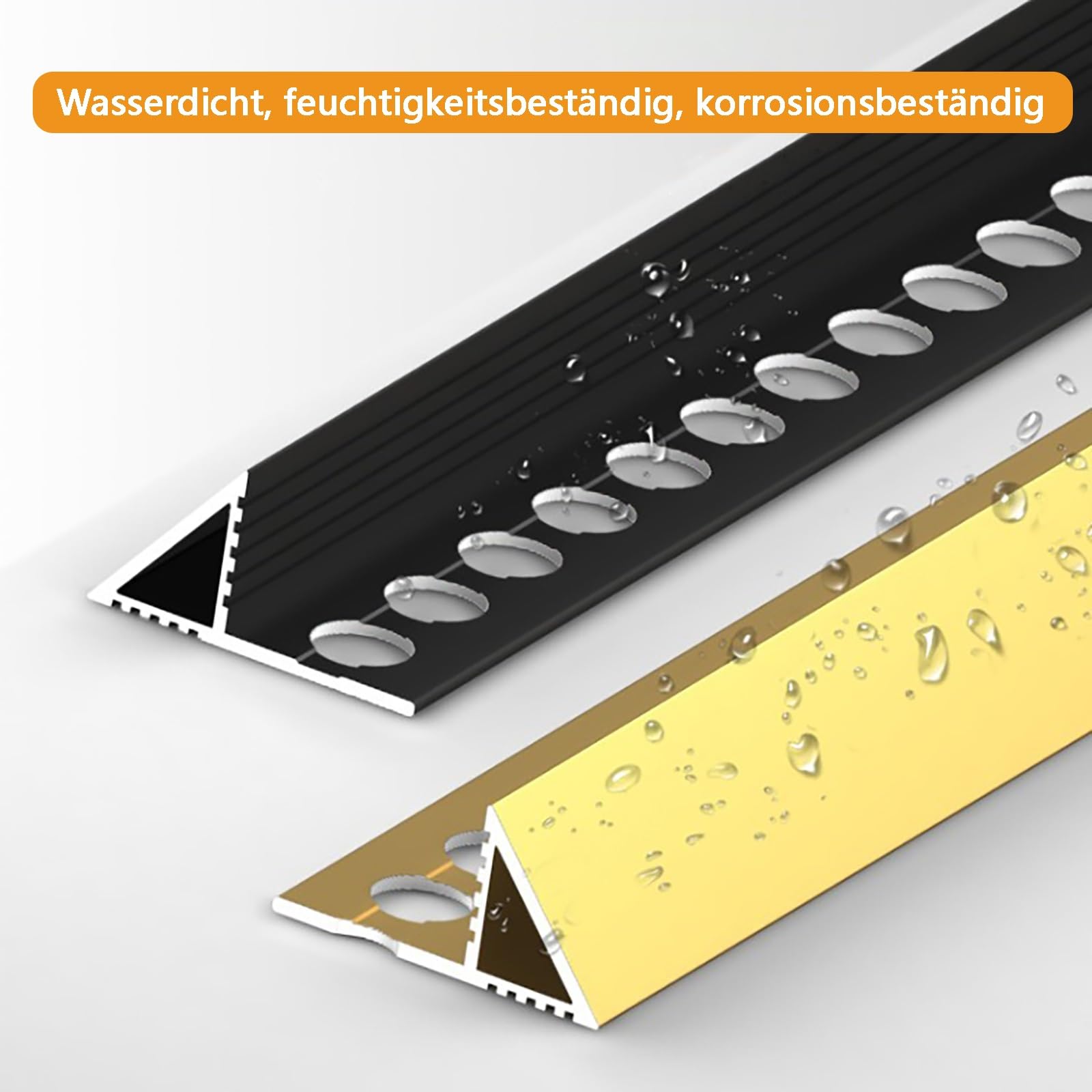 Perfil De Aluminio Anodizado para Protección De Bordes De Baldosas 2 Piezas* 125 Cm Tira Final para Esquinas De Baldosas Ideal para Paredes Y Suelos En Baño(Black,Width:12.5mm)