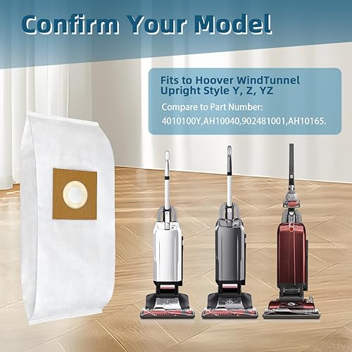 Miniatura 4 de Paquete de 6 bolsas de vacío HEPA tipo Y de repuesto para aspiradoras Hoover WindTunnel de estilo vertical Y, Z, YZ, bolsa de filtro 4010100Y