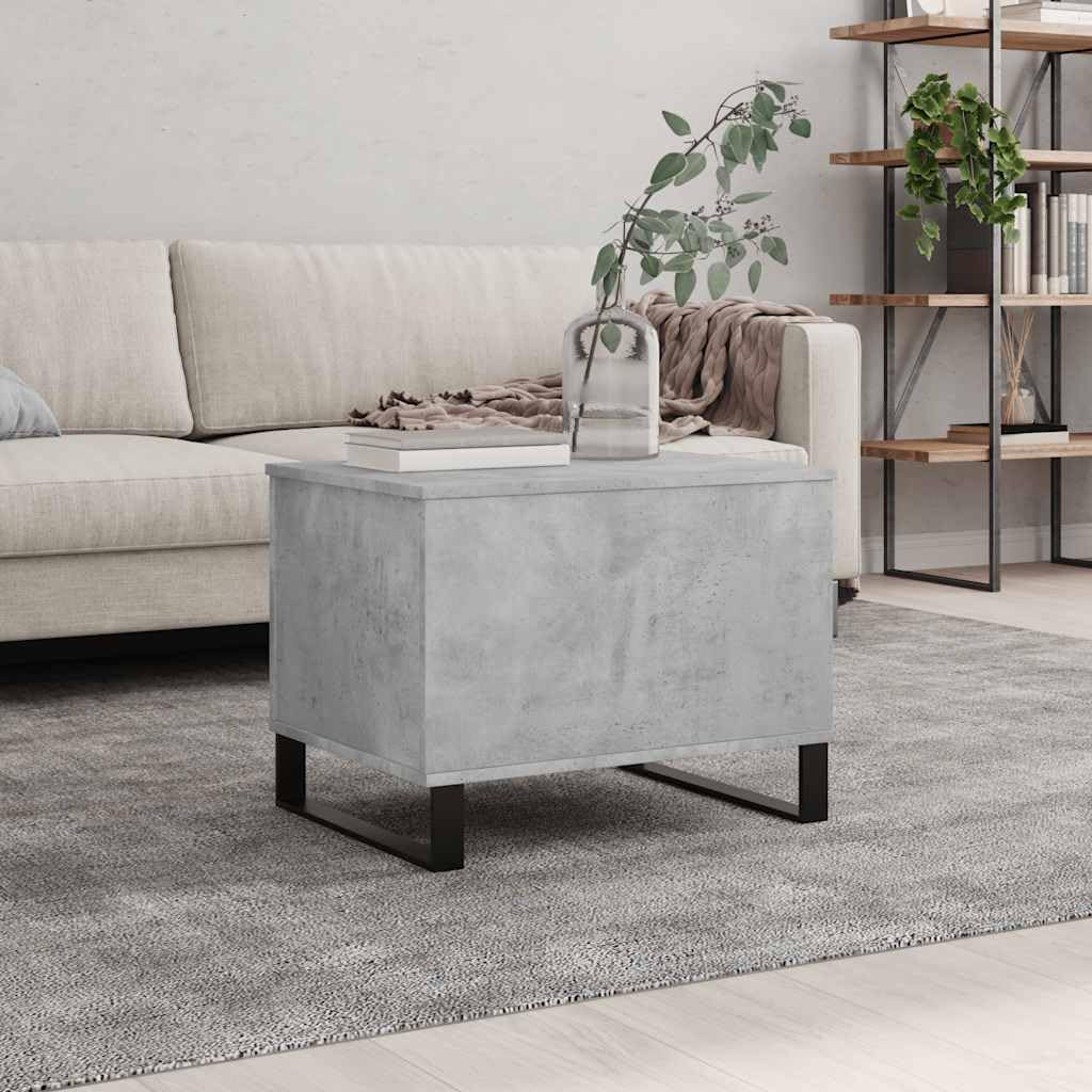 vidaXL Mesa de Centro Madera contrachapada Gris hormigón 60x44,5x45 cm