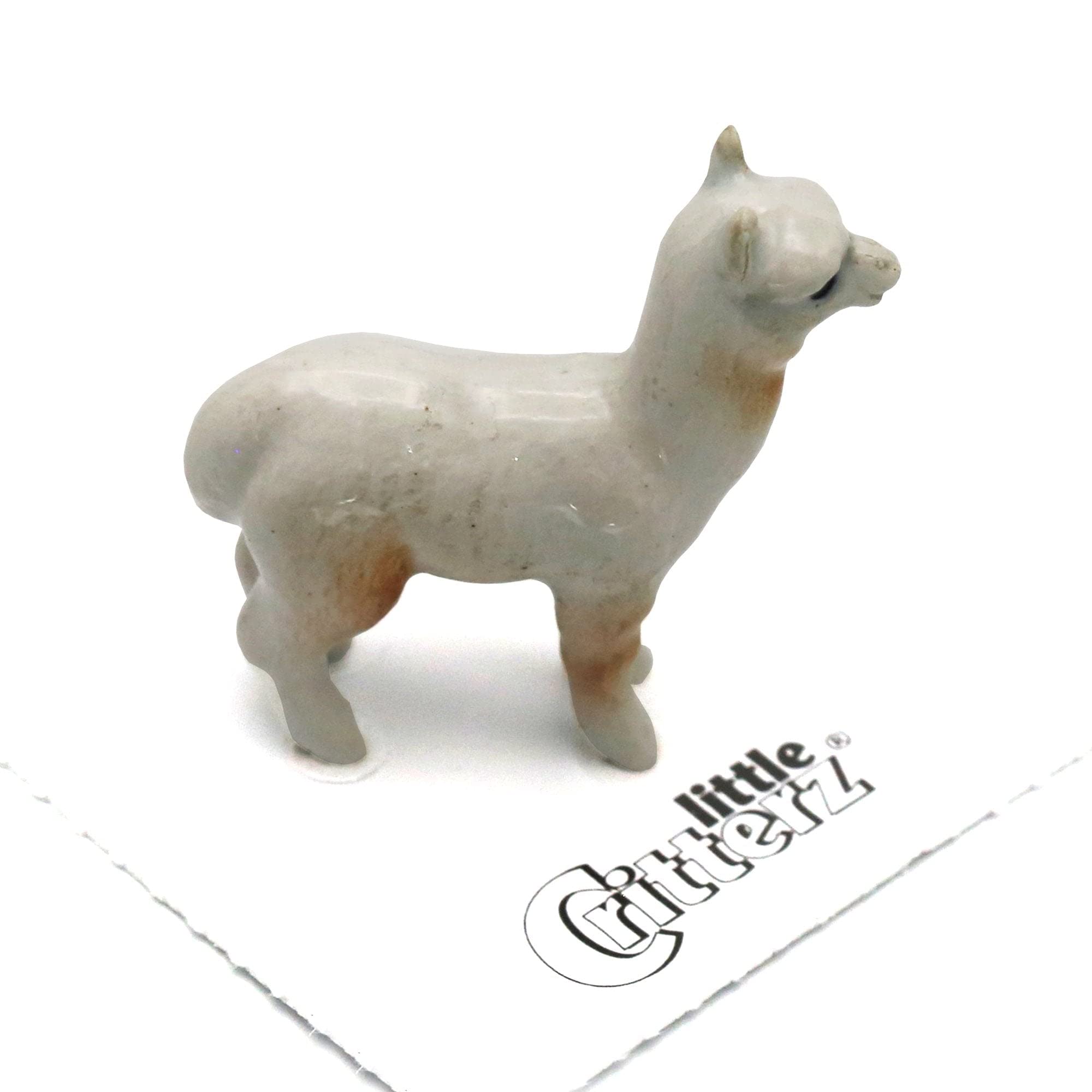 Little Critterz Huacaya Alpaca Decorative Porcelain Display Object – Handcrafted Hand-Painted Adult Home Décor Accent