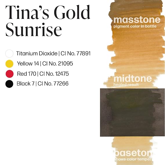 Perma Blend - Tina's Gold Sunrise - Microblading Ink Modifier - Professional Tattoo Ink - Brown Tattoo Ink Makeup - Vegan (0.5 oz)